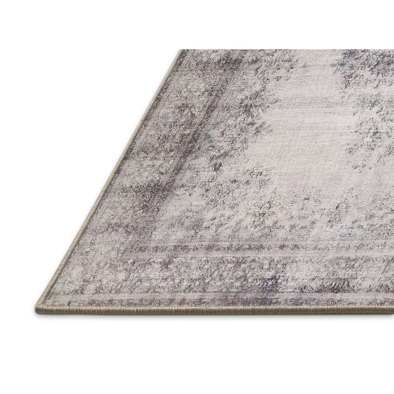 Laine tissée à la machine de style oriental/polyester beige/Tapis décoratif gris, Rectangle 7 pi x 10 pi