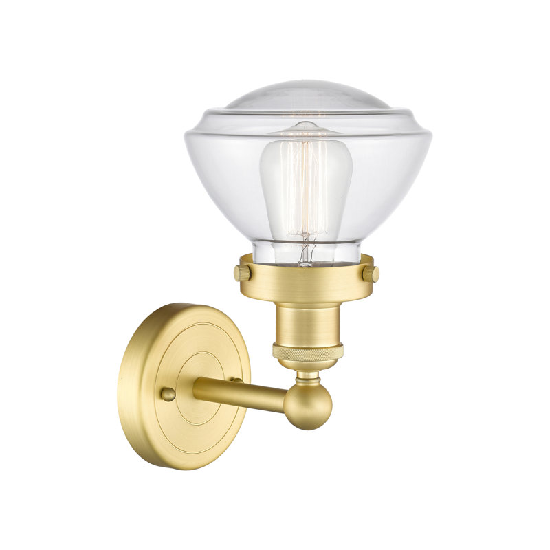 Almarosa Steel Armed Sconce, Satin Gold, Clear