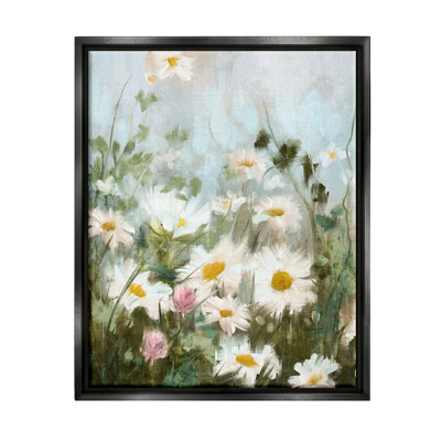Wildon Home® Wild Daisies Blooming Meadow Framed Floater Canvas Wall Art By Nina Blue
