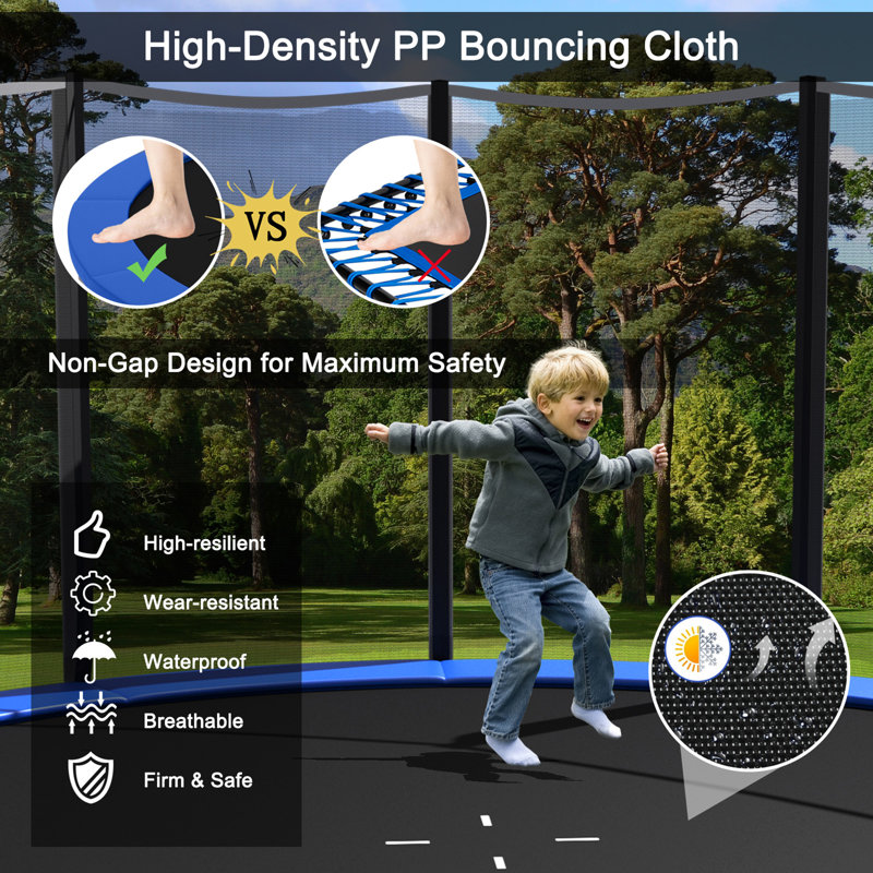 Gymax 8 Ft Outdoor Trampoline Bounce Combo W/safety Closure Net Ladder