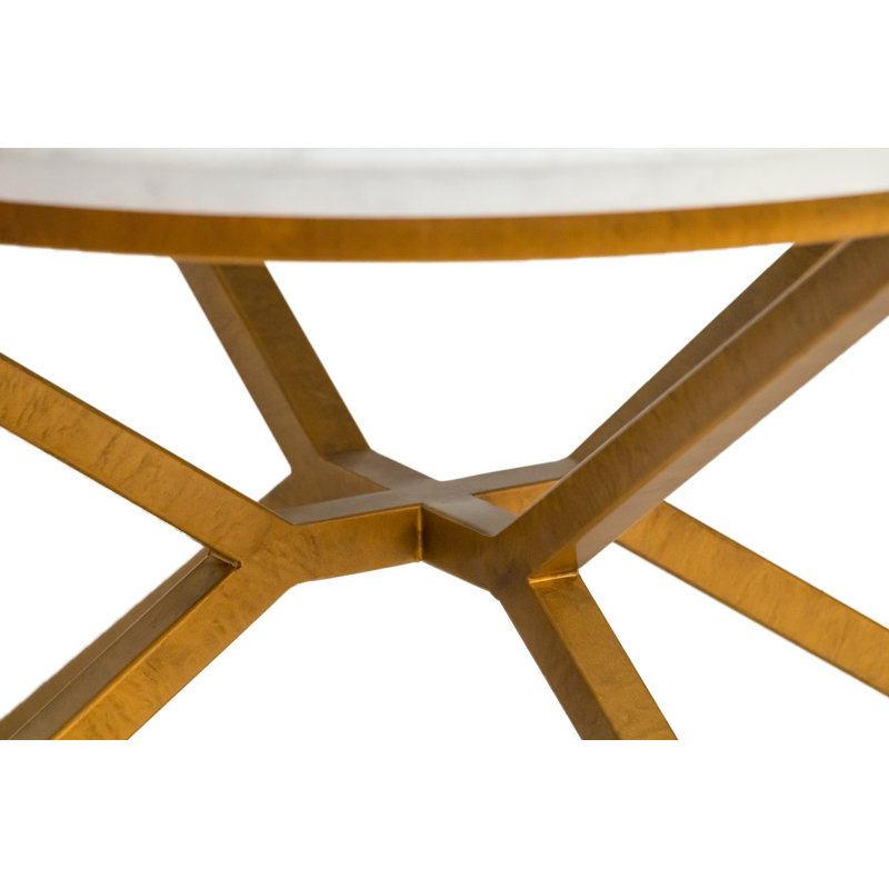 Vito 40" Round Coffee Table, 18" H x 40" L x 40" W, Carrera Marble/Gold