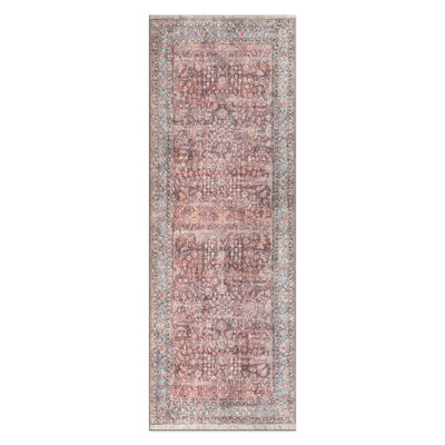 Soomin Oriental Machine Washable Red/Beige Area Rug