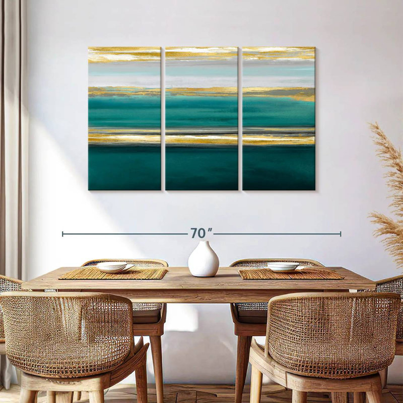 Avery Parallel Lines On Teal, 36" H x 57" W