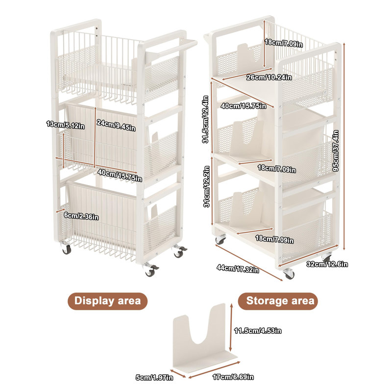 95cm H x 44cm W Book Cart, White