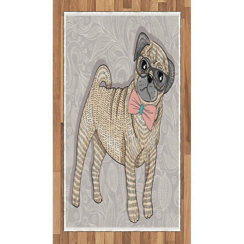 Pug High Density Long Fiber Poly Threads Decorative Area Rug Carpet, Rectangle 2'7" x 5'
