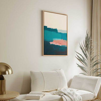 Impression sur toile 36 "x 24" Azure Reverie v2 dans un cadre noir satiné