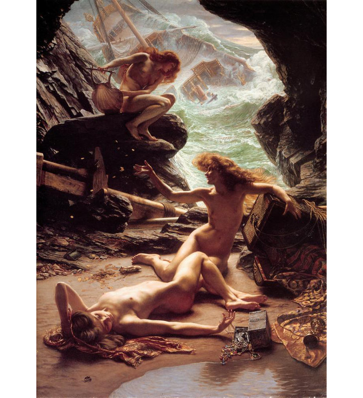 «Cave of the Storm Nymphs» par Edward John Poynter - Art mural sur toile tendue avec châssis, H 40 po x l 28 po