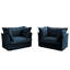 De 2 fauteuils - chenille bleue, siège profond relax confortable pour le salon, la chambre à coucher, l'espace de travail en chenille, la chambre de luxe et au-delà des coussins moelleux, fabrication-600718606