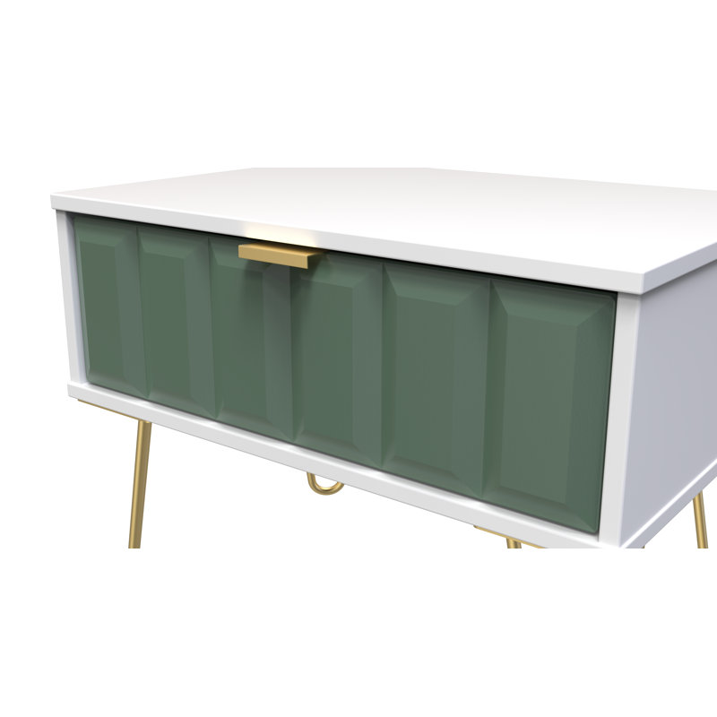 Allem 58cm W Manufactured Wood Bedside Table, Labrador Green/White