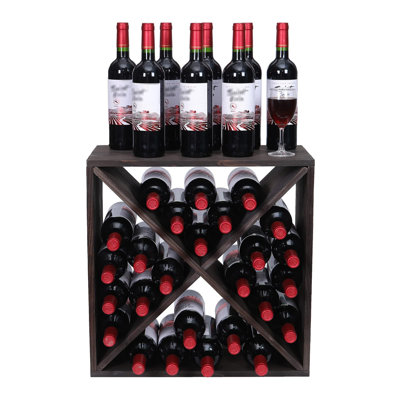 Stackable Wooden Wine Rack For 24 Bottles - Rustic Retro Style Countertop Wine Cabinet With Horizontal Storage To Preserve Taste