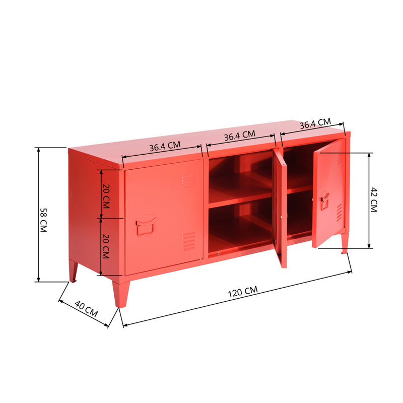 Medrano 119.9cm Sideboard, Red