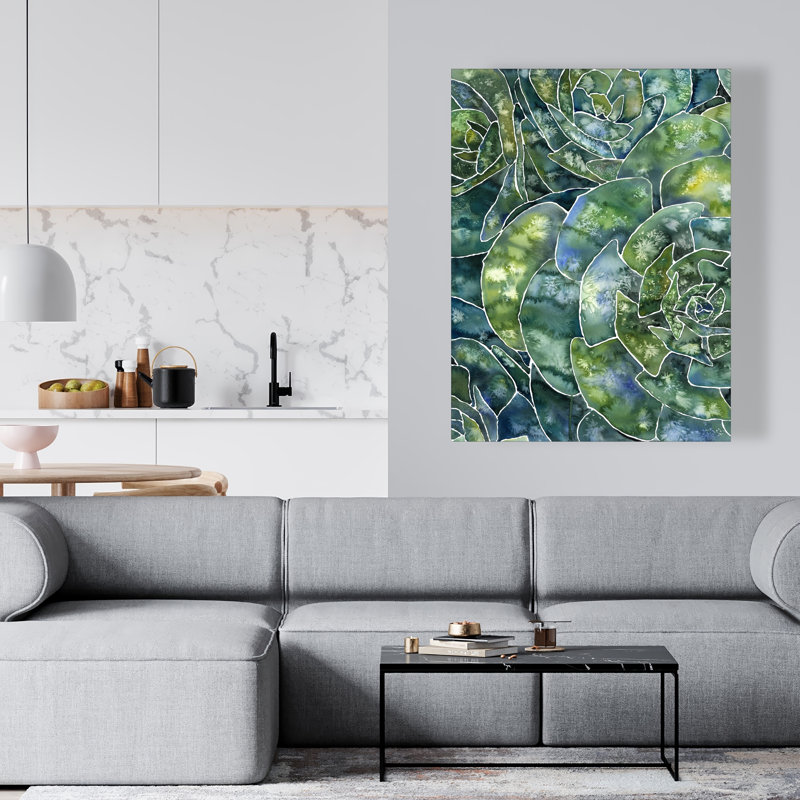 Plantes abstraites abstraites - formes sur toile verte pour la décoration intérieure