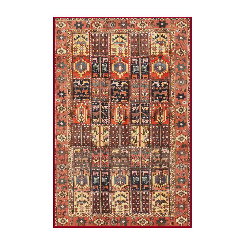 Tapis traditionnel rouge / vert, Rectangle 2 pi x 4 pi