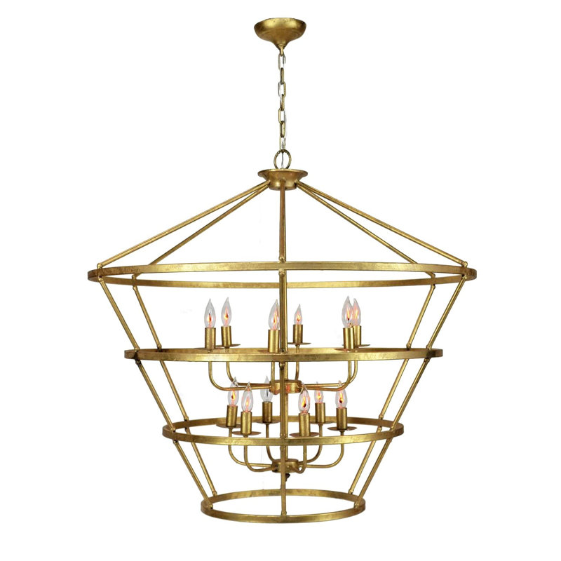 Massive 12 - Light Chandelier, Gold