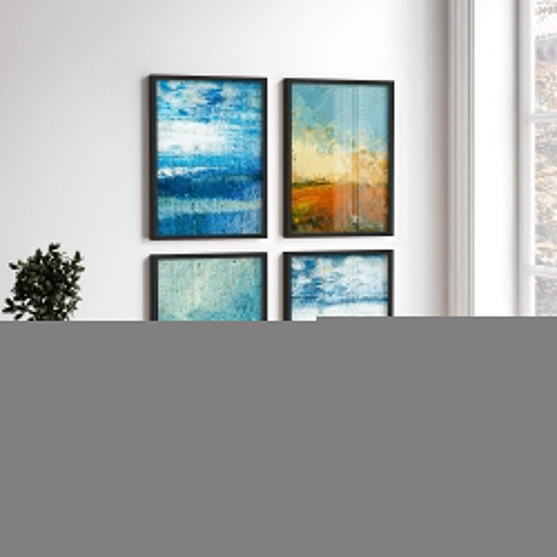 Ensemble de galerie d'art encadré, impression géométrique, bleu marine, rose et gris avec texture de marbre, décoration multicolore moderne pour le salon, le bureau, la chambre à coucher