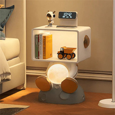 Table de chevet en forme d'astronaute avec lampe de rangement Moon, table d'appoint créative en résine, convenant à la chambre à coucher et au salon