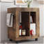 Armoire latérale de canapé de style médiéval et mobile, armoire de rangement pour chariot à main brune et tablette, idéale pour les salons.
