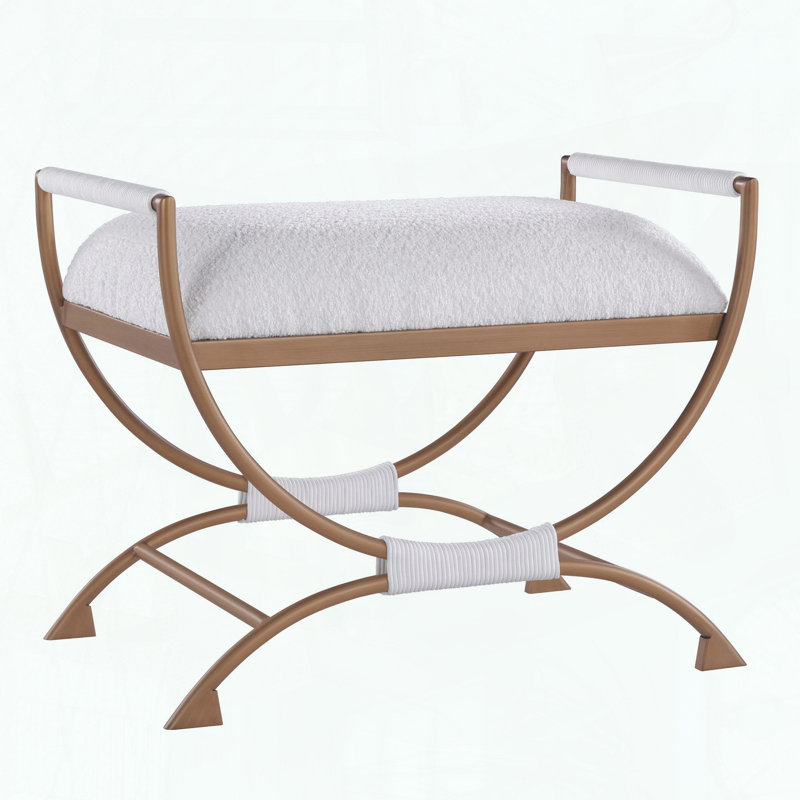 Banc Boucle, structure en métal bronze et siège rembourré en tissu
