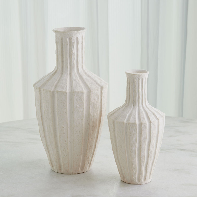 Emperor Vase-Off-White-Lg, 18" H x 9.5" W x 9.5" D