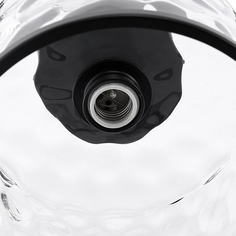 Plafonnier encastré 1 lumière en verre martelé, Noir mat