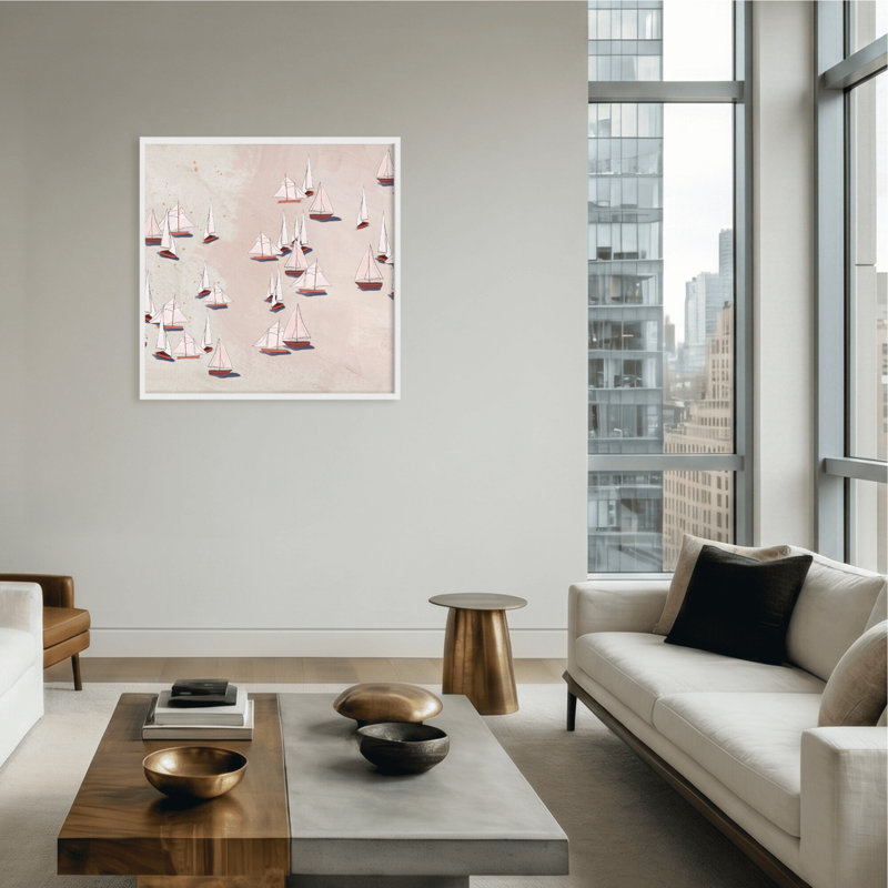 Ensemble moderne Coastal Retreat: Voilier Odyssey par Chichi Décor, H 24 po x l 24 po, Beige