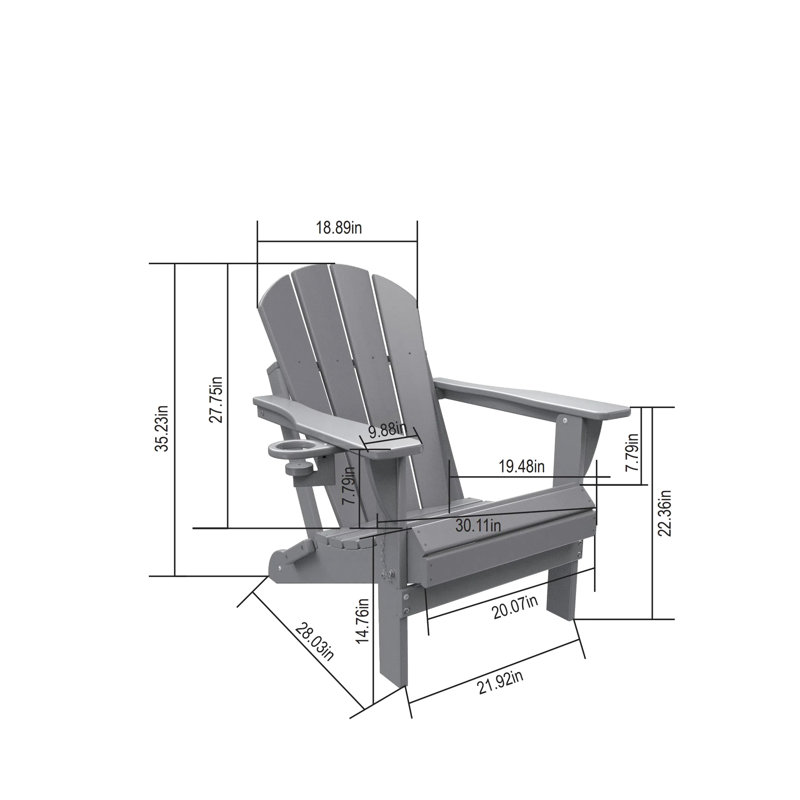 Chaise pliante grise, porte-gobelet double, siège spacieux et chaise haute de style gris pour l'extérieur, avec siège confortable