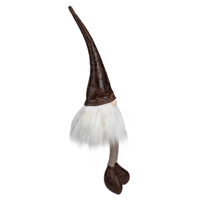 12" White and Brown Sitting Gnome Christmas Decoration