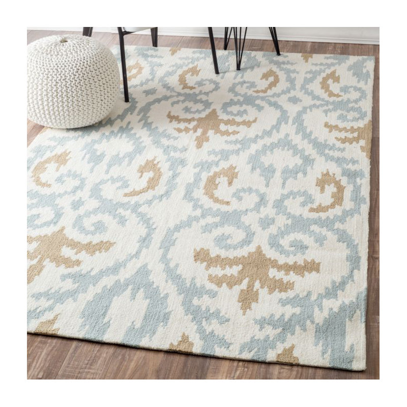 Tapis beige / bleu tufté à la main Rutherford, Rectangle 6' x 9'