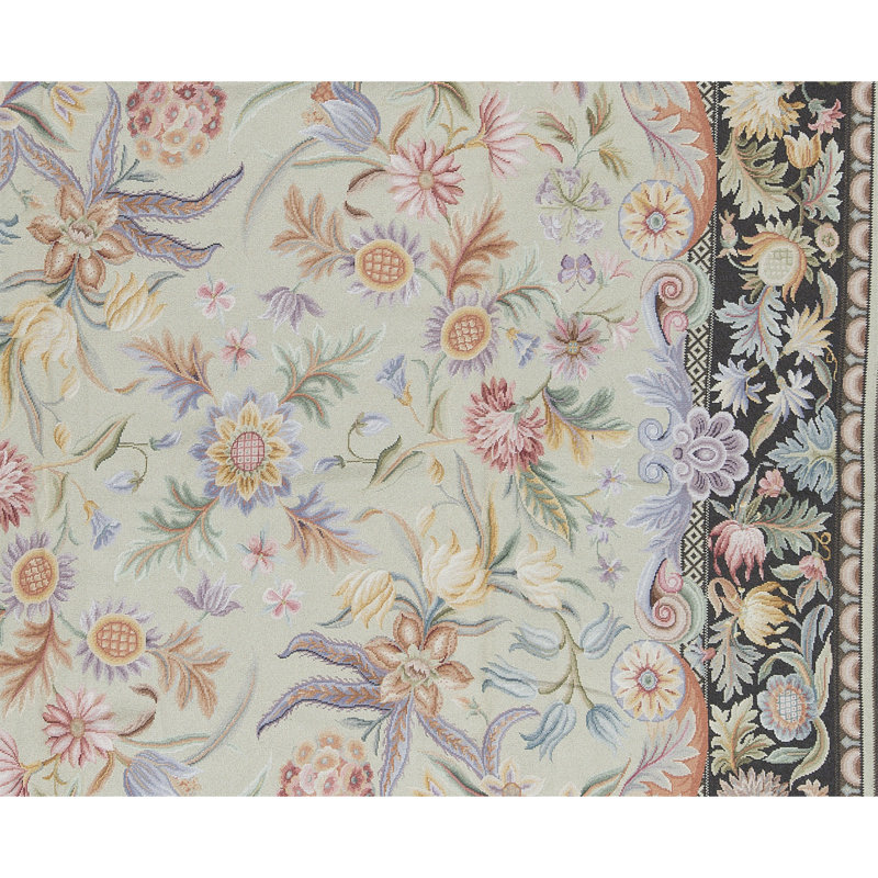 Hand-Knotted High-Quality Green and Brown Area Rug