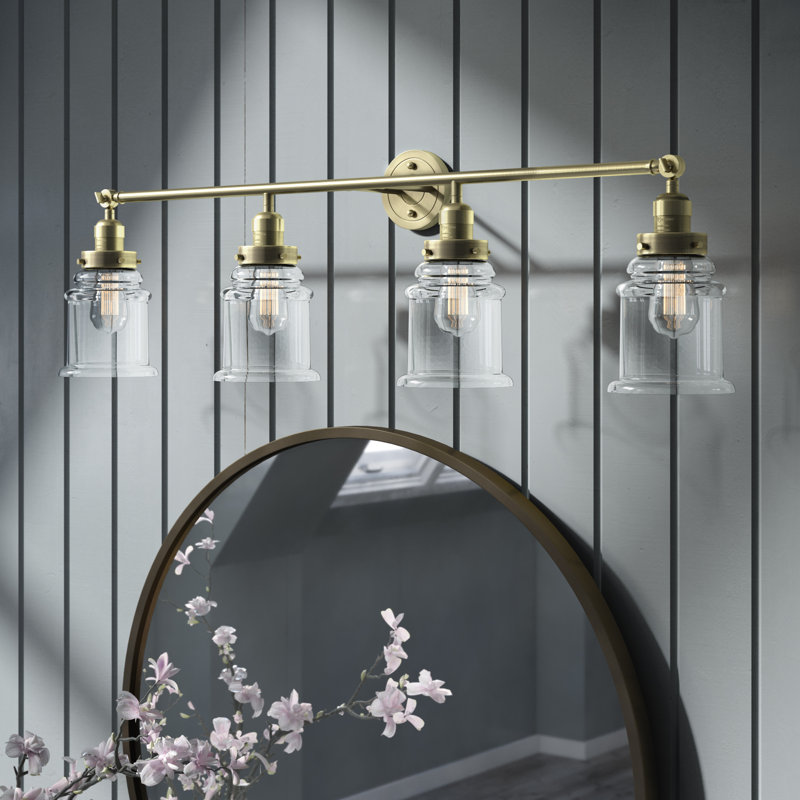 Galaviz 4 - Light Dimmable Vanity Light, Clear, Brushed Brass, 6 Watt Vinage LED Bulb