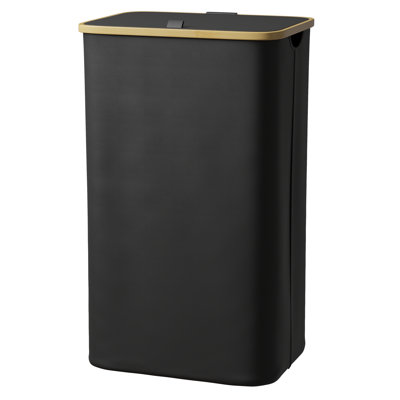 Laundry Hamper with Lid, 110L Large Tall Collapsible Clothes Basket with Bamboo Handles for Bedroom, Bathroom, Dorm, or Laundry Room