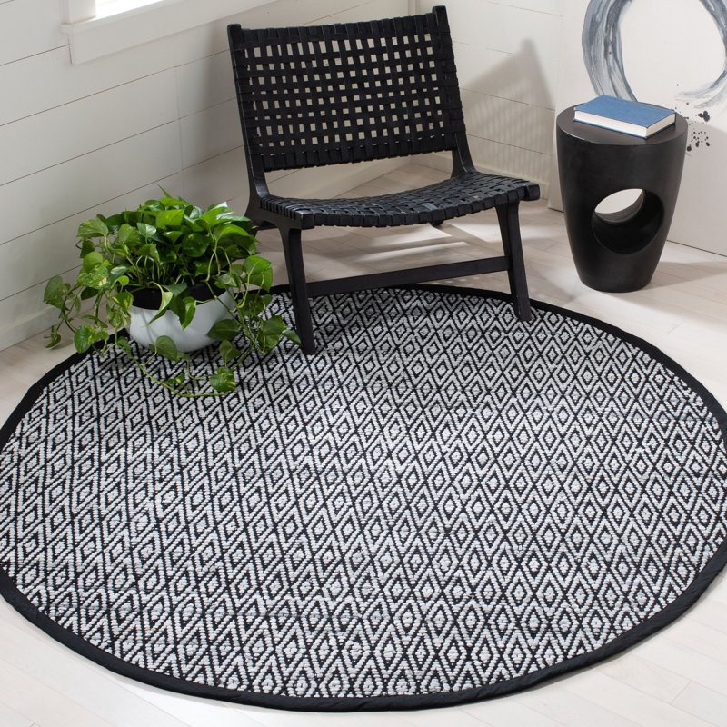Tapis géométrique tissé à la main Montauk, Rond 6 pi