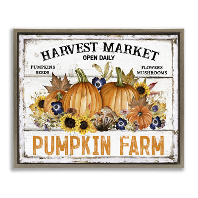 «Pumpkin Farm with Sunflowers», art de la giclée encadrée par Creatif Belle