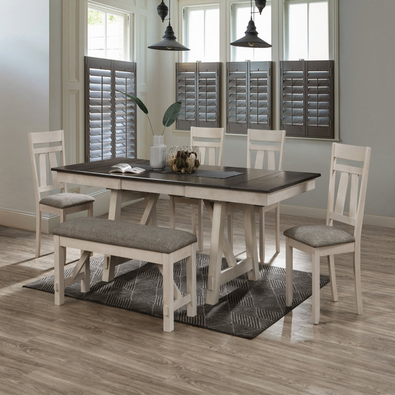 Ensemble de table de salle à manger extensible 7 pièces Cottage