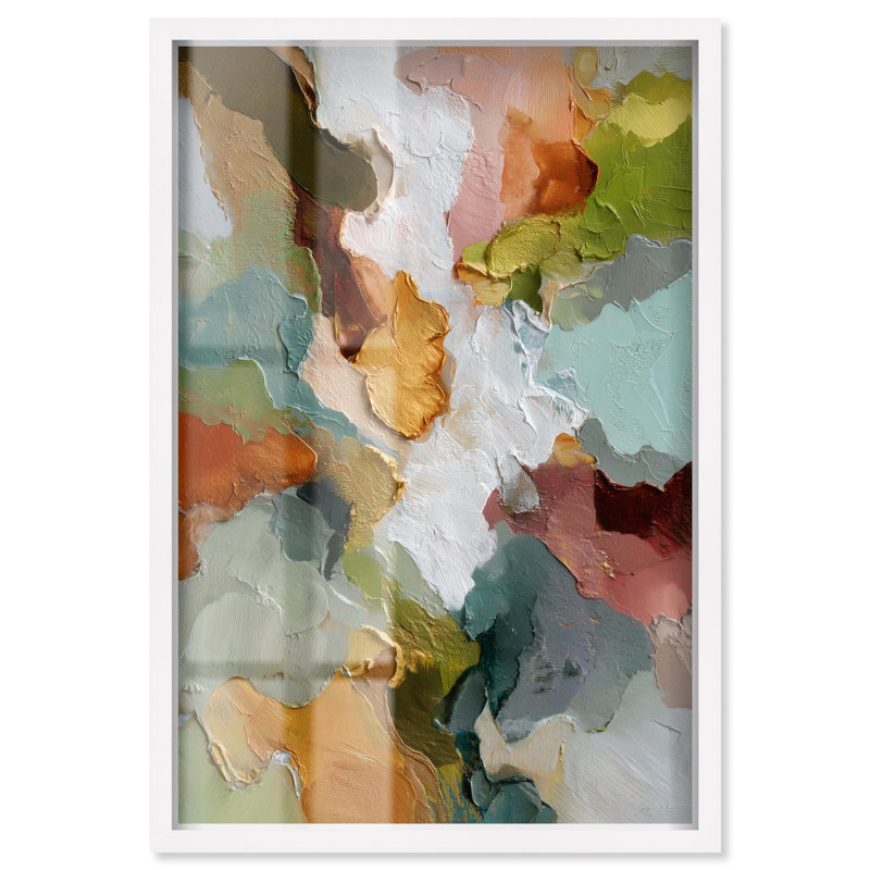 Décoration murale abstraite Earthen Flow III Shadowbox par Art Remedy, cadre blanc, 10 x 15, H 16 po x l 11 po, Cadre blanc