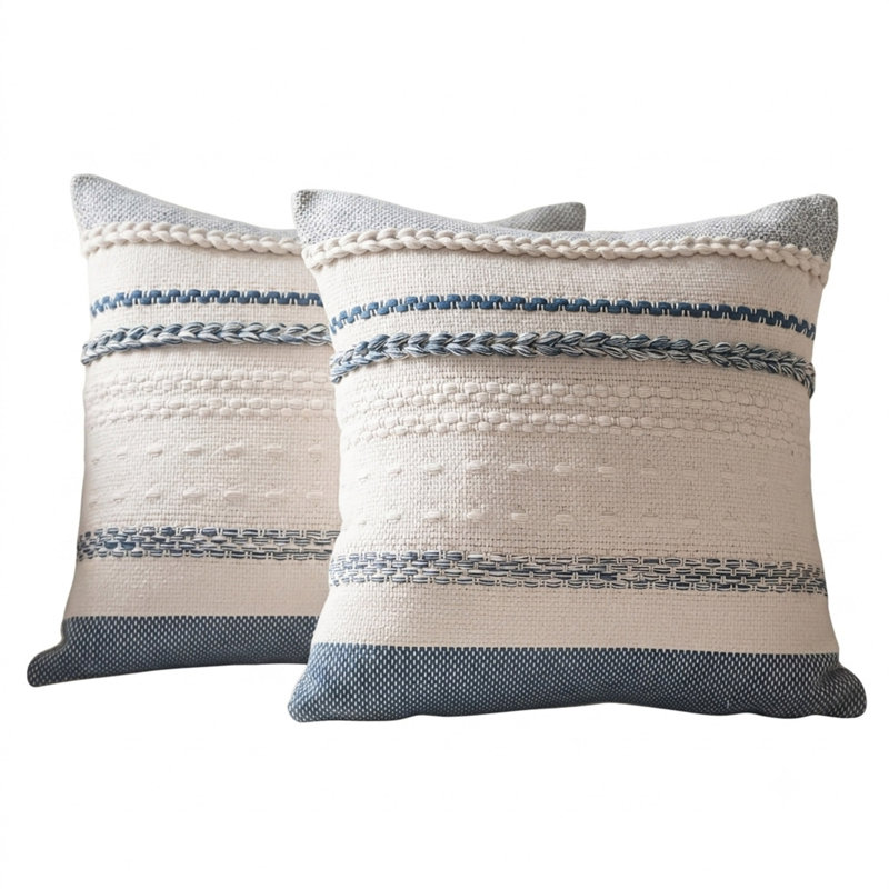 Ensemble de housses de coussin Boho, housses de coussin décoratives texturées avec fermeture à glissière cachée pour canapé et lit (ensemble de 2)