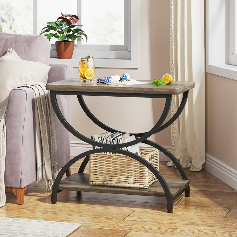 Jen End Table with Storage, Brown/Black