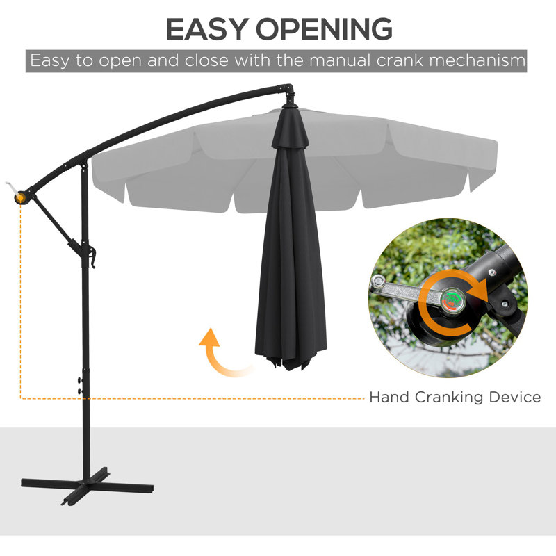 Parasol de patio suspendu, Noir