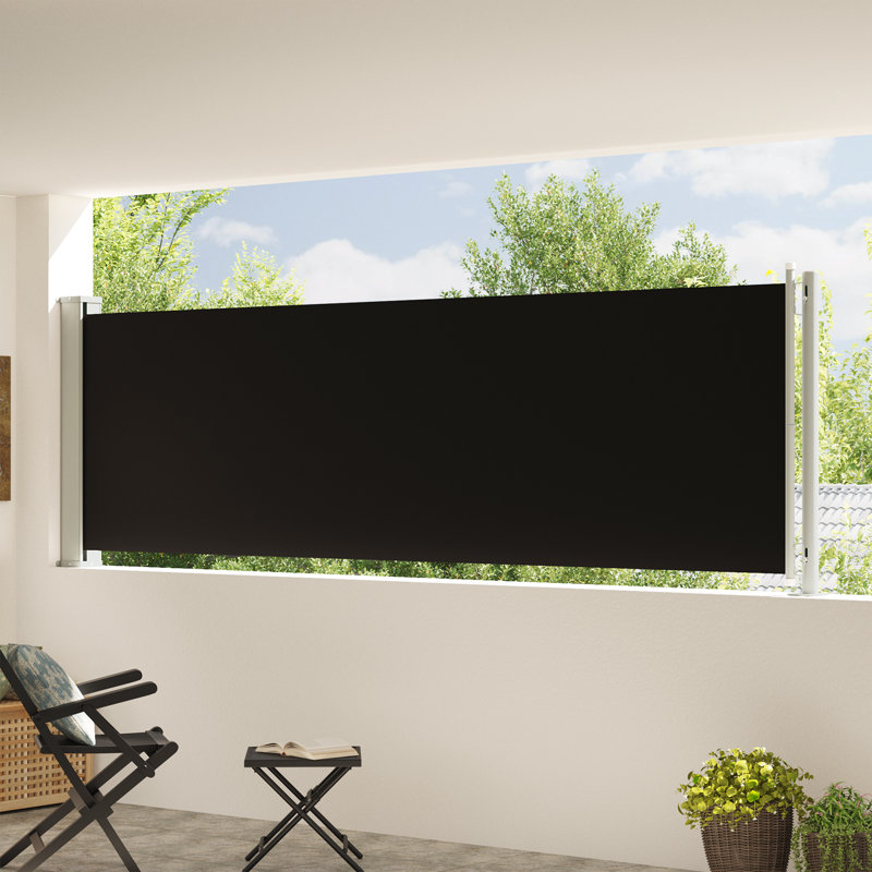 Polyester Cover Retractable Patio Awning, Black, 46.1" H x 236.2" W
