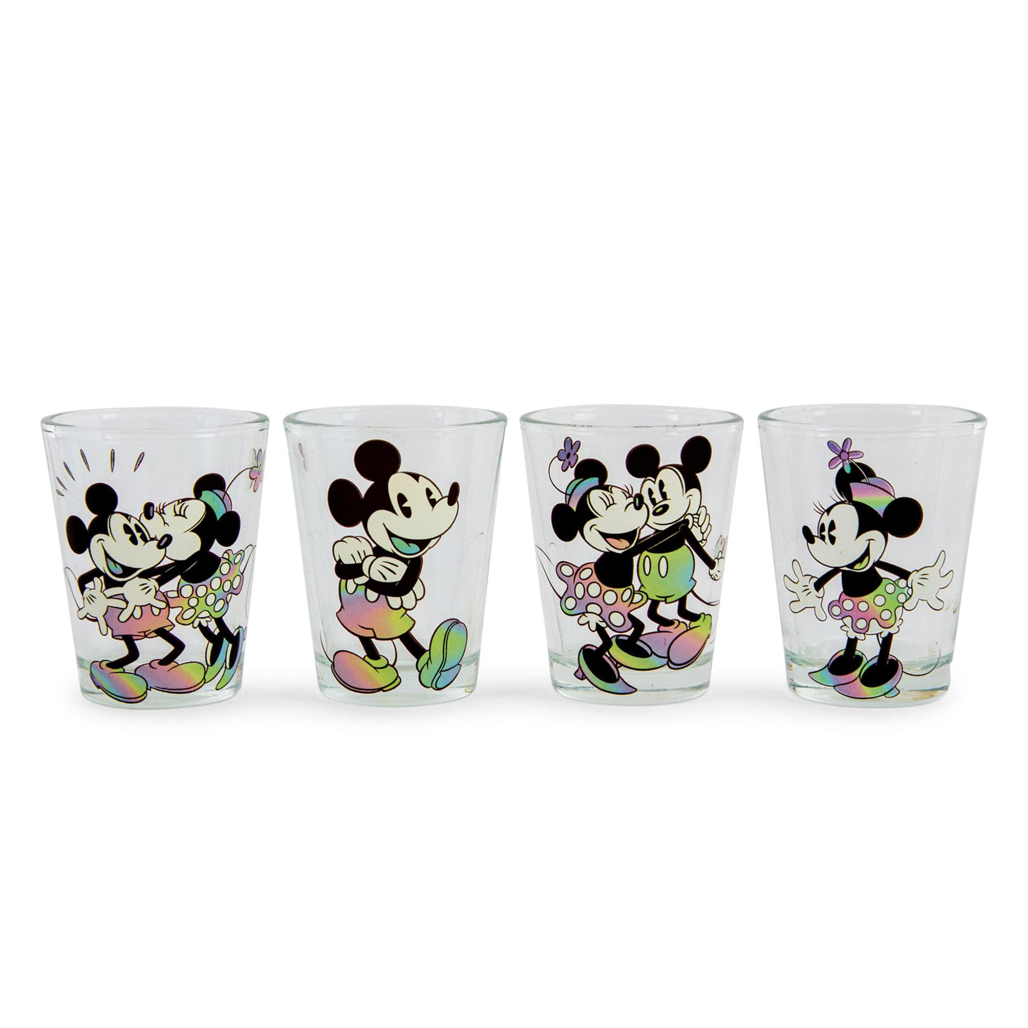 Disney Minnie and Mickey Mouse Hearts Stemless Wine Glasses Set of