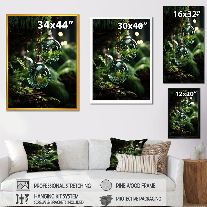Décoations vertes de Noël pin I - art mural pin, Cadre photo noir simple, H 40 po x l 30 po x P 1,5 po