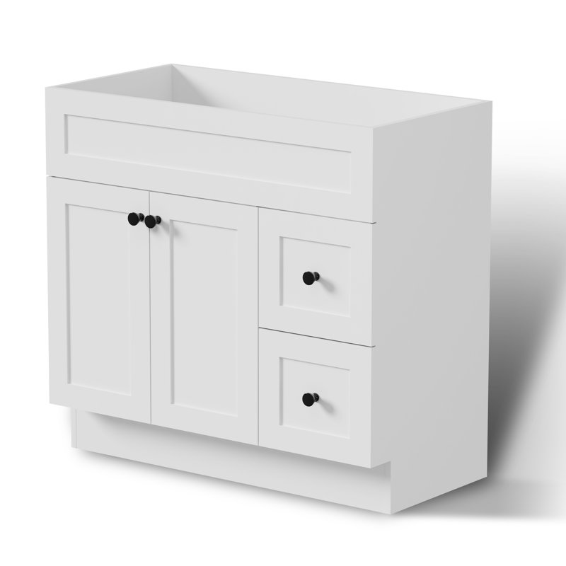 Base de meuble-lavabo simple sur pied 36 po seulement, comptoir d'évier non inclus, assemblage requis, Blanc
