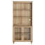 Armoire de cuisine de 72,1 po de hauteur avec 2 portes en verre et des tablettes réglables, chêne