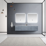 Geneva 84" Wall-Mounted Double Bathroom Vanity Set with Mirror