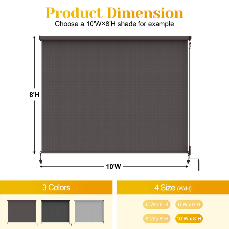 Semi-Sheer Outdoor Roller Shade, 120"W x 96"L