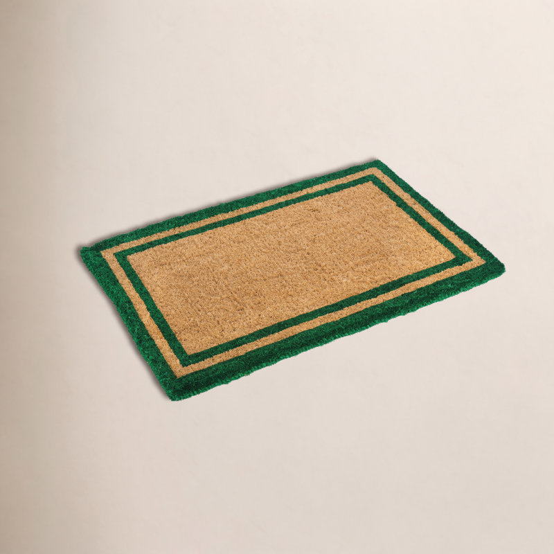 Alleffra Handmade Coir Rectangle Doormat, Rectangle 1'10" x 3', Green