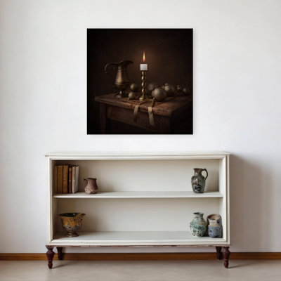 «Golden Candlelight Still Life», impression d'art contemporain abstrait rustique