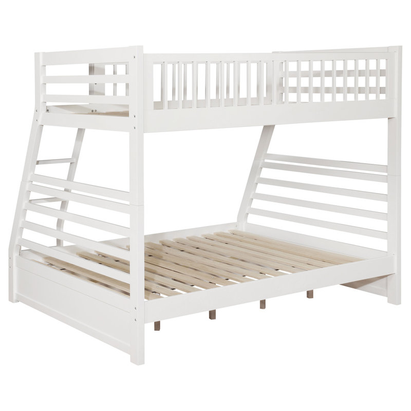 Lit superposé simple au-dessus d'un lit double à 2 tiroirs Ashton - blanc, Blanc