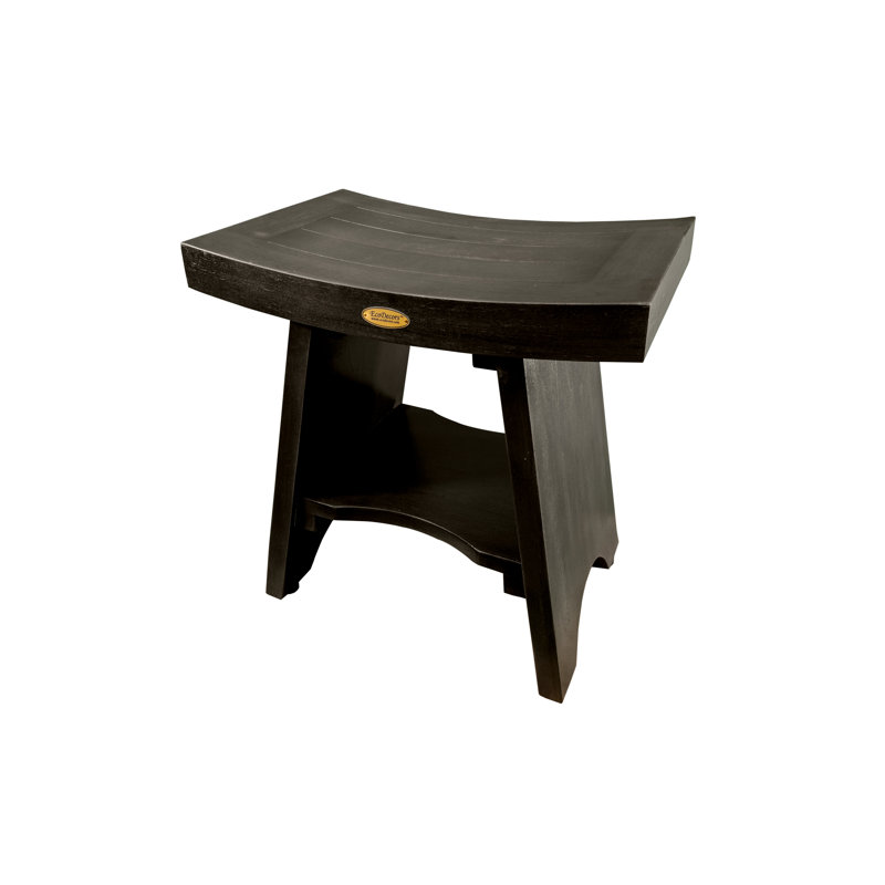 Teak Shower Bench, Dark Gray, 18" H x 18" W x 12" D