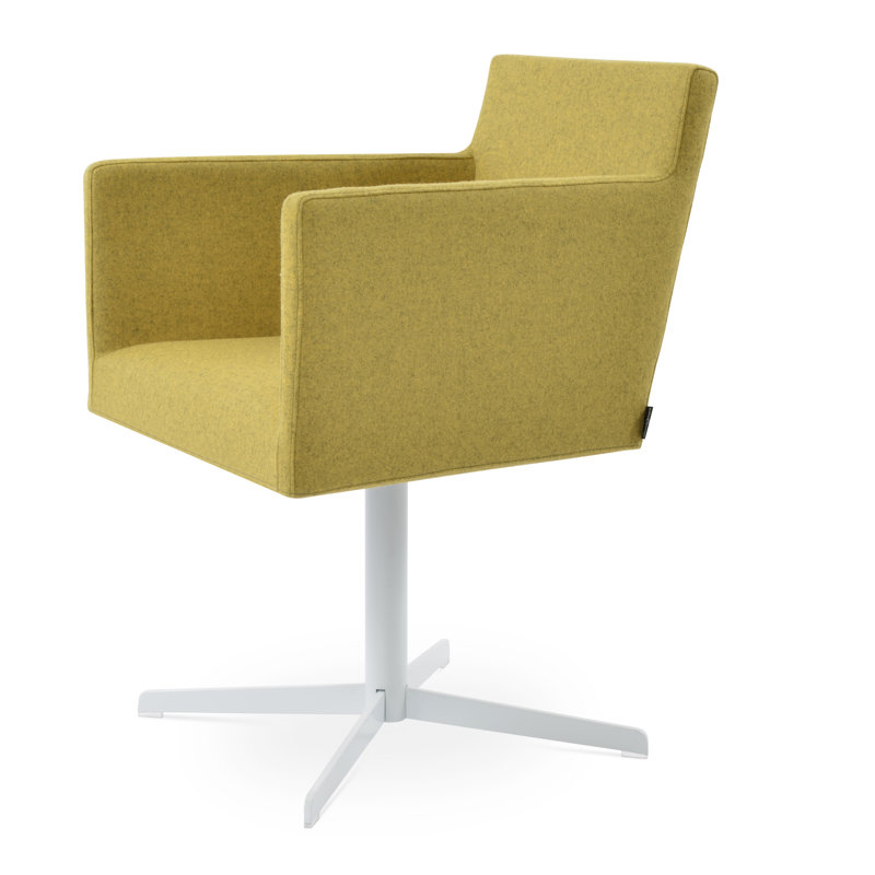Chaise avec accoudoirs pivotants Harpoint 4 Star, Blanc, Similicuir noir